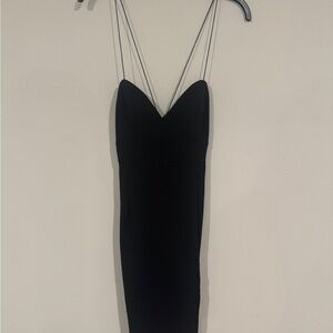 Elegant Black Strapless Bodycon Dress with Double Thin Straps